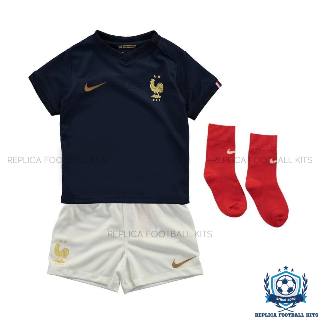 France Home World Cup Kids Replica Kit