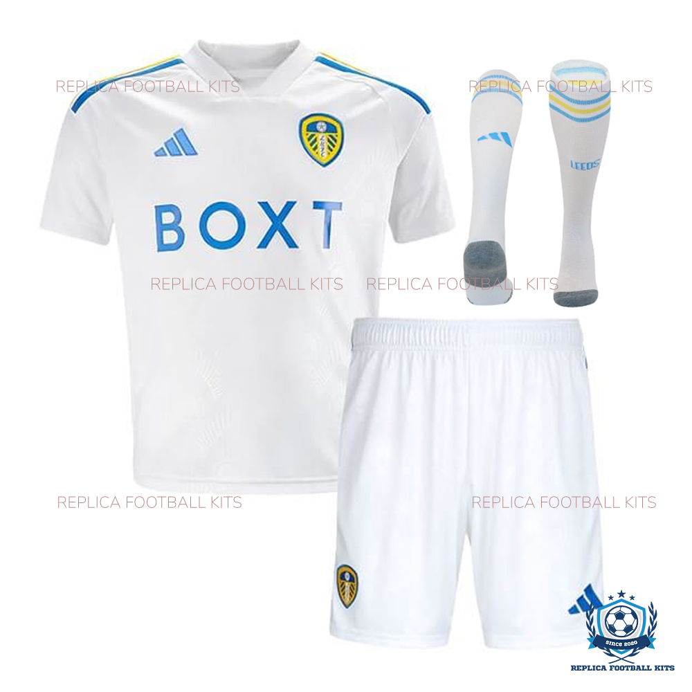 Leeds United Home Kid Replica Kit 23/24 - Front View