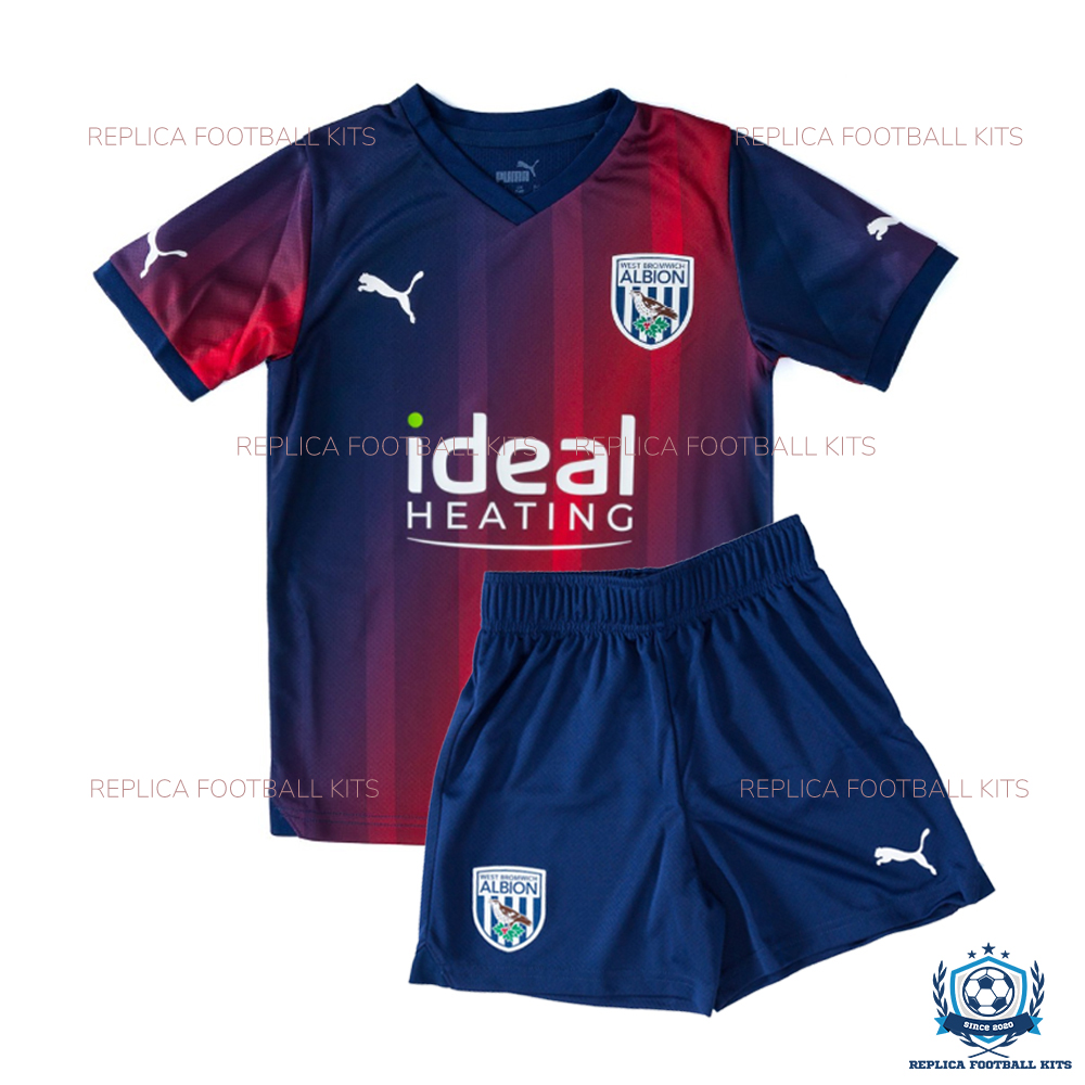 West Bromwich Away Kid Replica Kit Navy