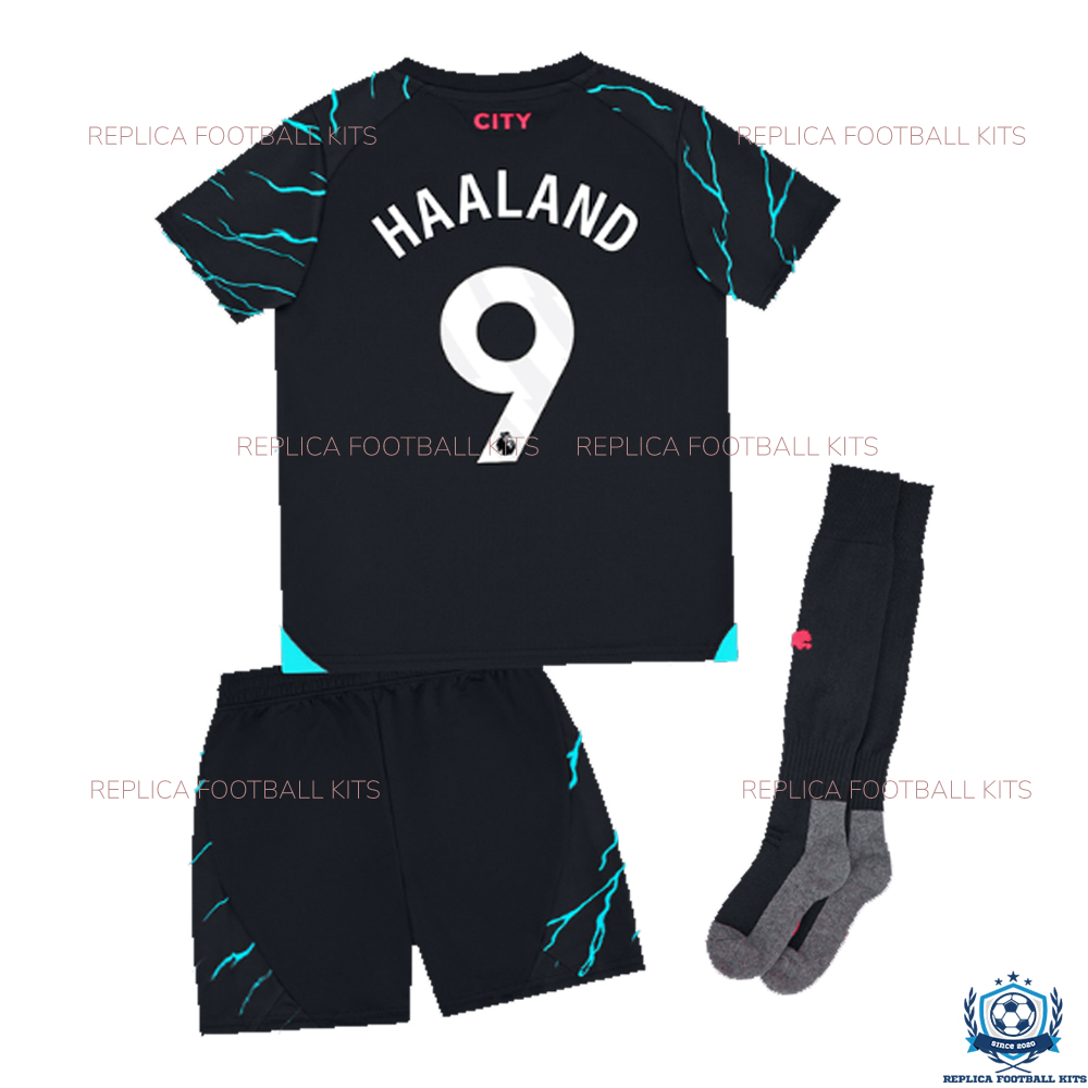 Man City Third Kid Replica Kit Haaland 9