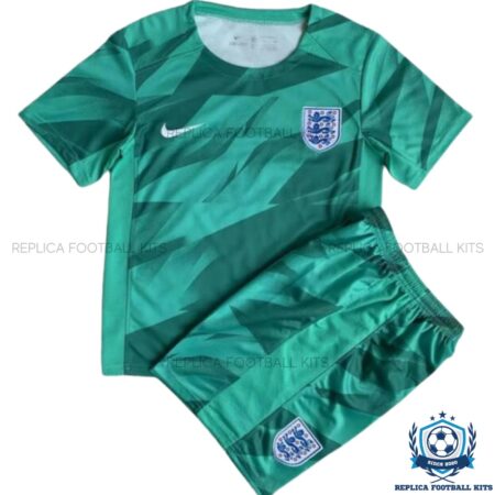 England Goalkeeper Green World Cup Kids Replica Kit 2023