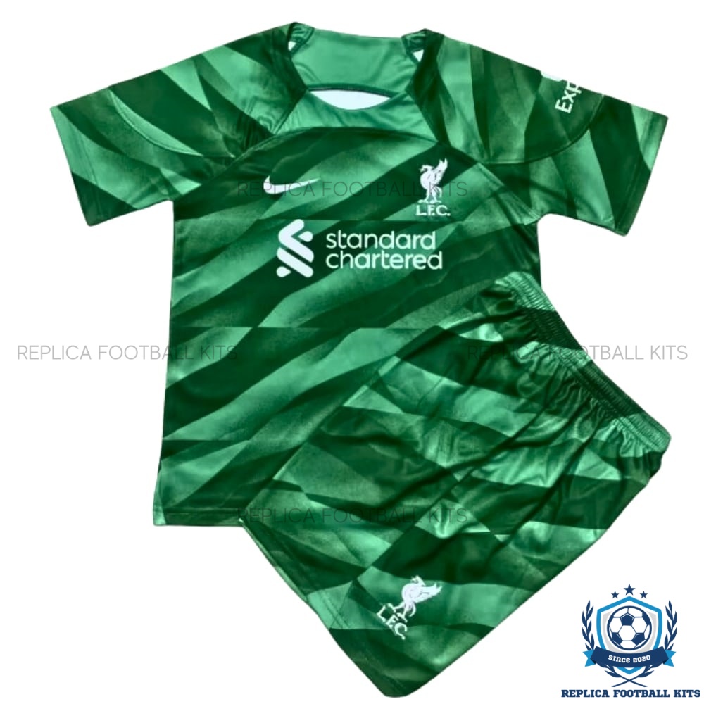 Liverpool Goalkeeper Green Kid Replica Kit 23/24