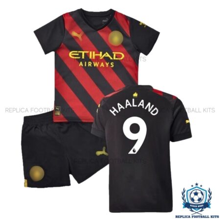 Manchester City Away Haaland 9 Kids Kit 22 23 - Front View