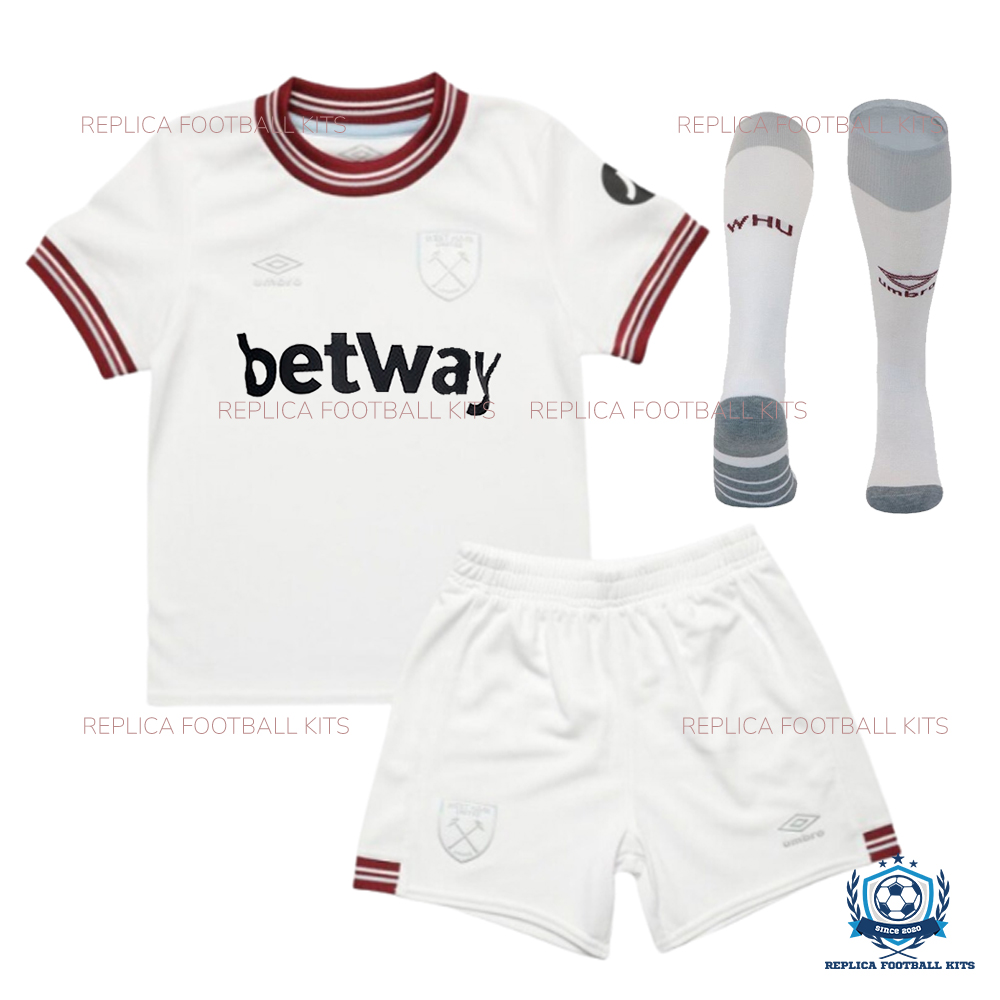 West Ham Away Kid Replica Football Kit - Front View