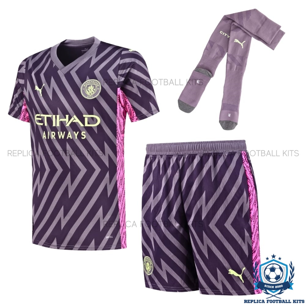 Man City Goalkeeper Purple Kid Replica Kit