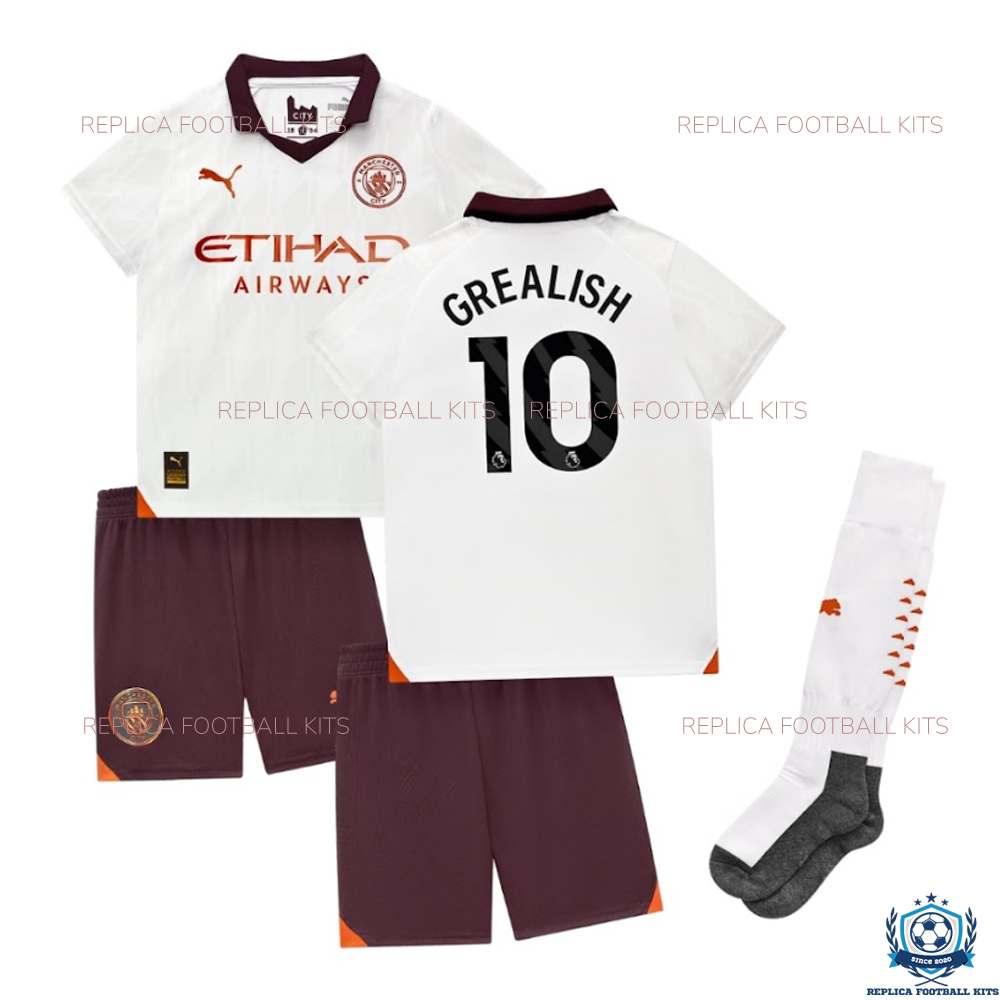 Man City Away Kid Replica Kit GREALISH 10