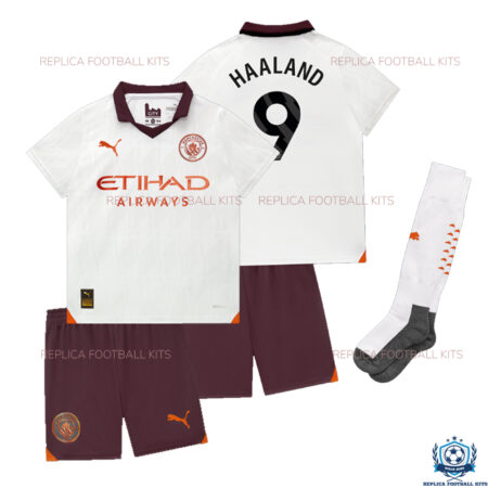 Man City Away Kid Replica Kit Haaland 9