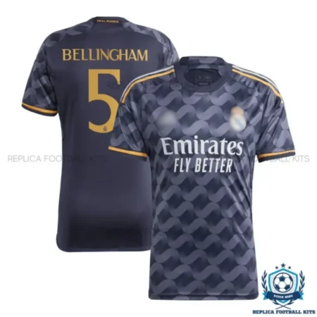 Real Madrid Away Men Replica Football Shirt 2023/24 BELLINGHAM 5 Printed - Over view