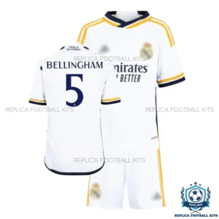 Real Madrid Home Kids Replica Football Kit 2023/24 BELLINGHAM 5 Printed - Over view