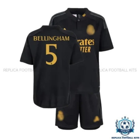 Real Madrid Third Kids Replica Football Kit 2023/24 BELLINGHAM 5 Printed - over view