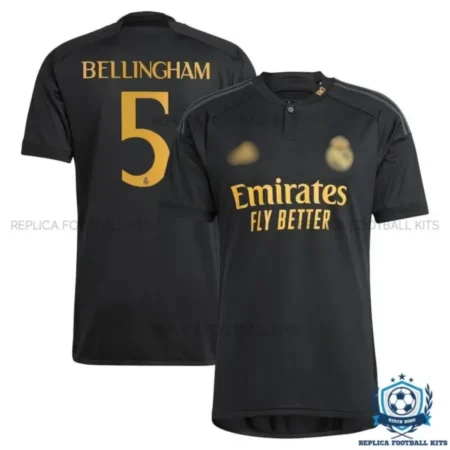 Real Madrid Third Men Replica Football Shirt 2023/24 BELLINGHAM 5 Printed - Over view