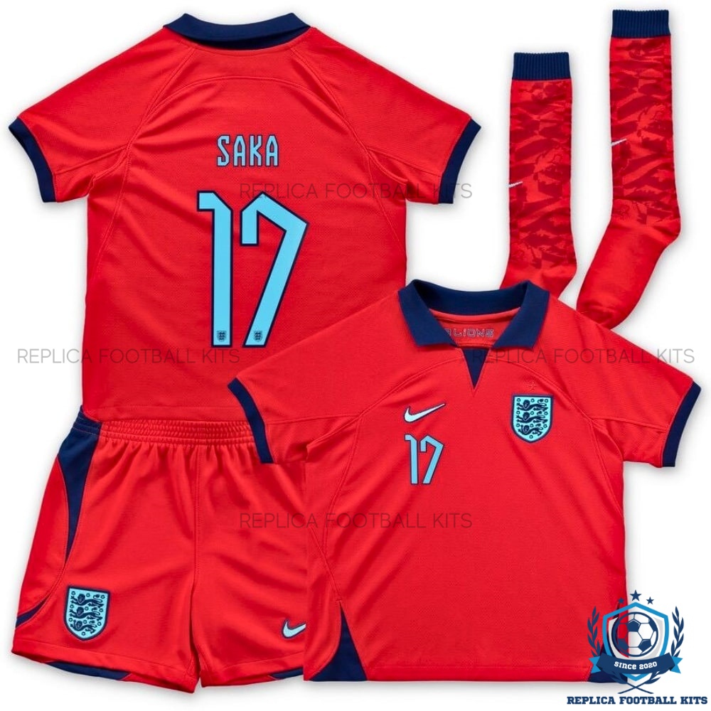 England Away Kids Replica Kit 2022 Saka 17