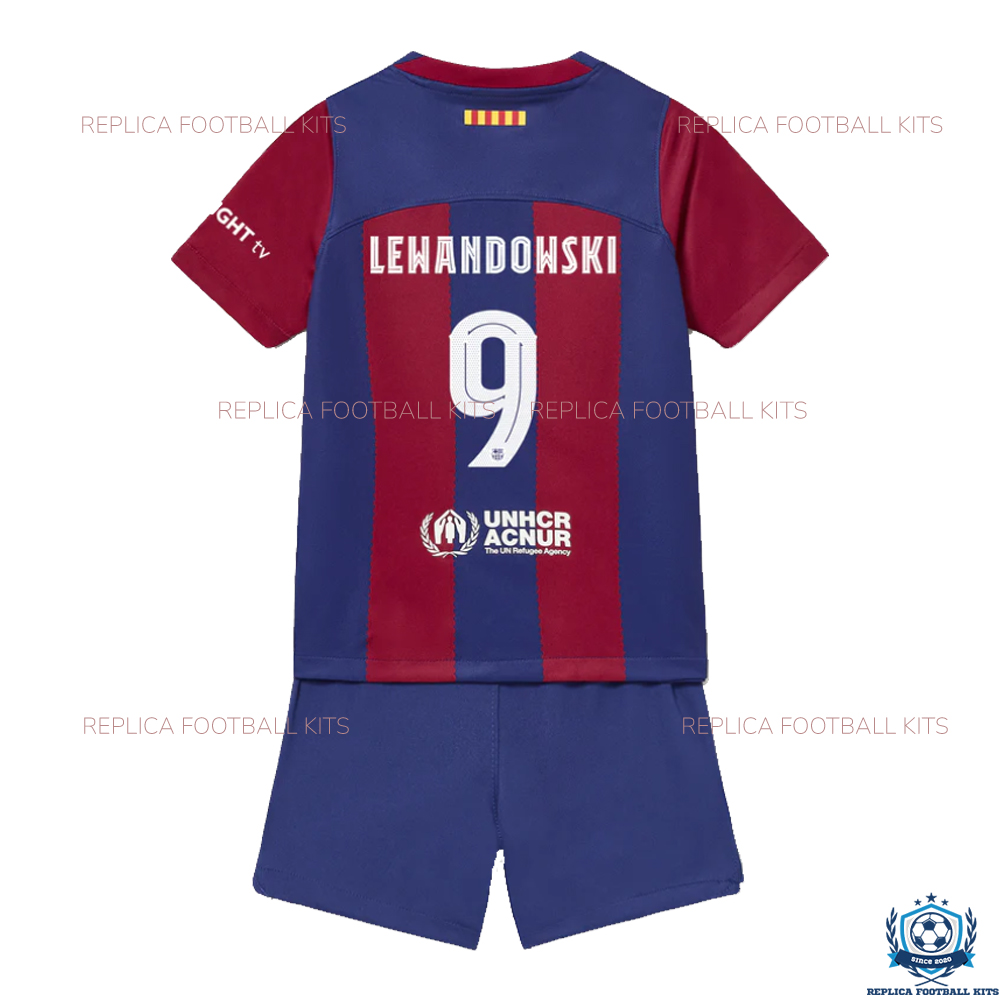 Barcelona Home Kids Replica Kit LEWANDOWSKI 9