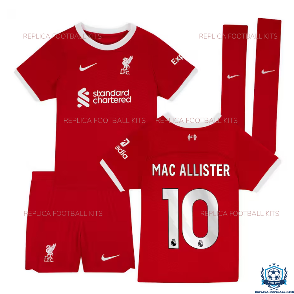 Liverpool Home Kid Replica Kit MAC ALLISTER 10 - Front View