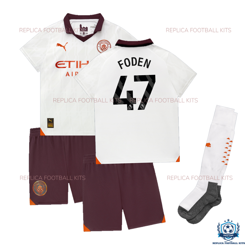 Man City Away Kid Replica Kit Foden 47