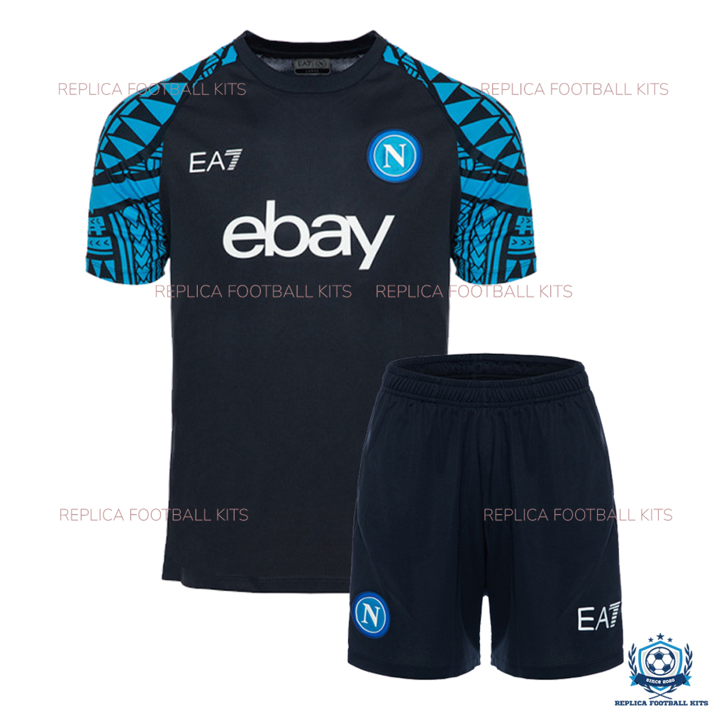 Napoli Navy Pre-Match Training Kid Replica Kit