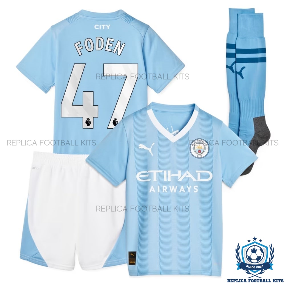 Man City Home Kid Replica Kit Foden 47