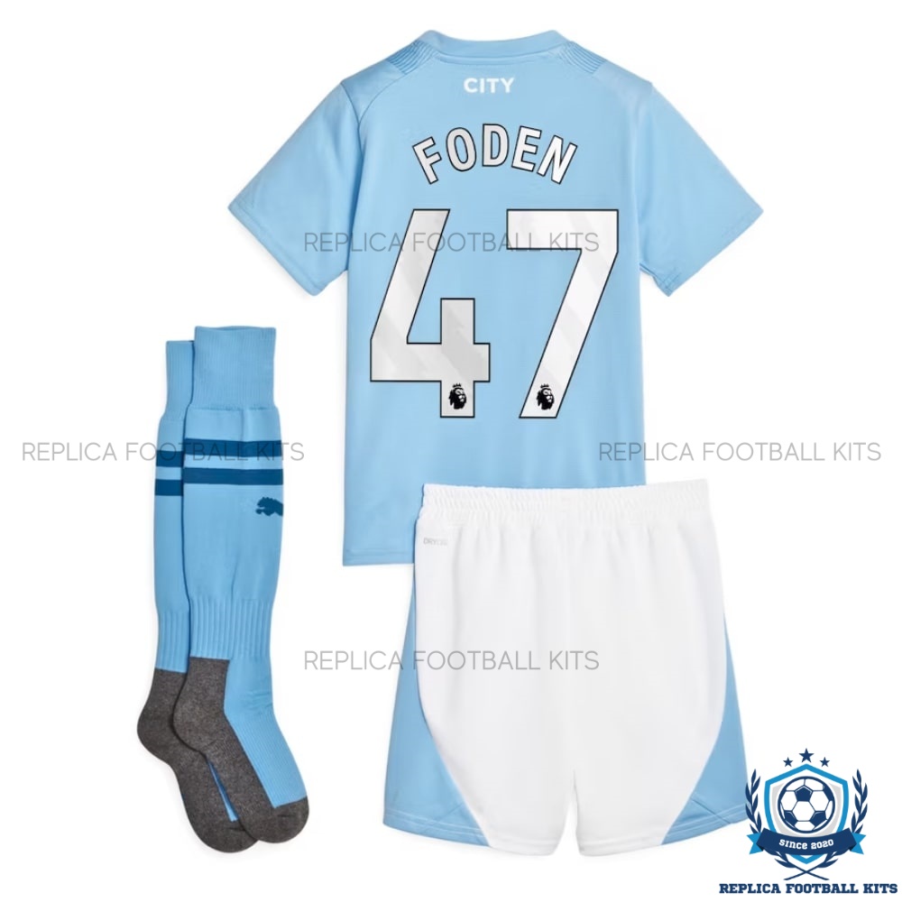 Man City Home Kid Replica Kit Foden 47