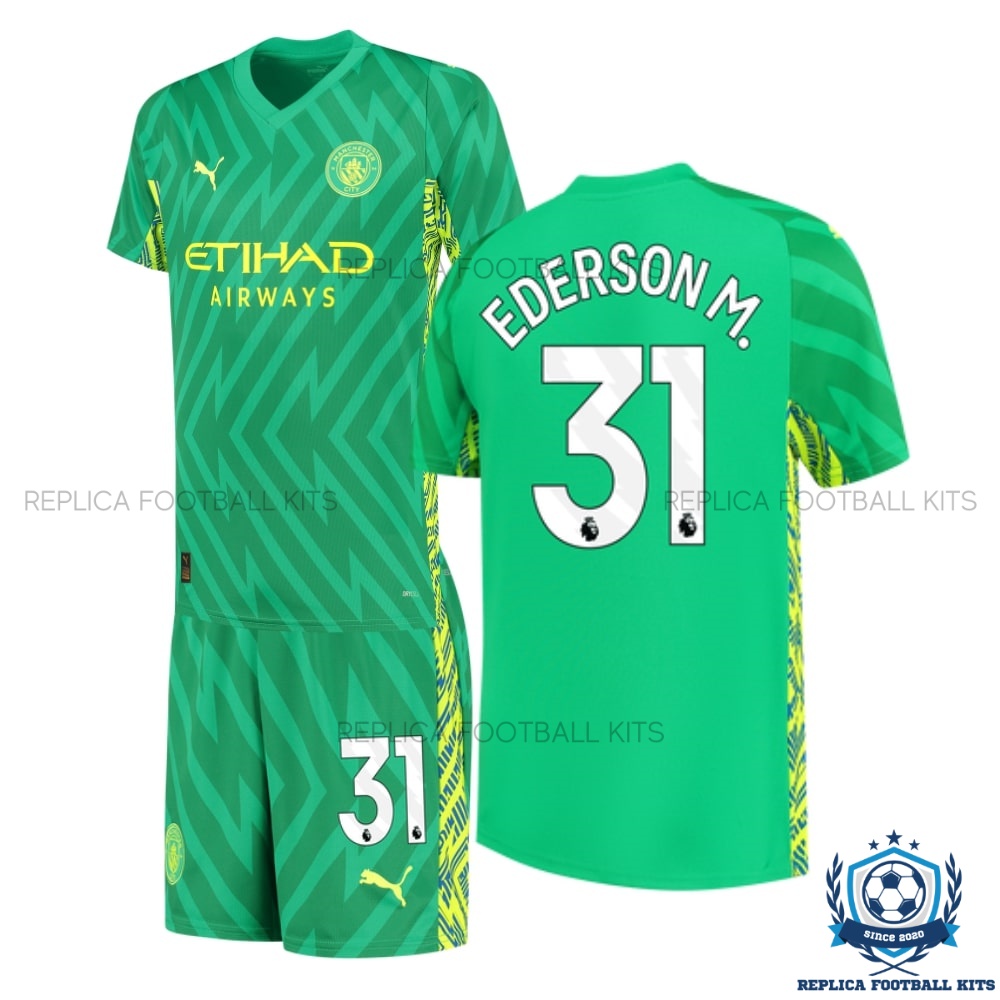 Man City Ederson M 31 Goalkeeper Away Kid Replica Kit