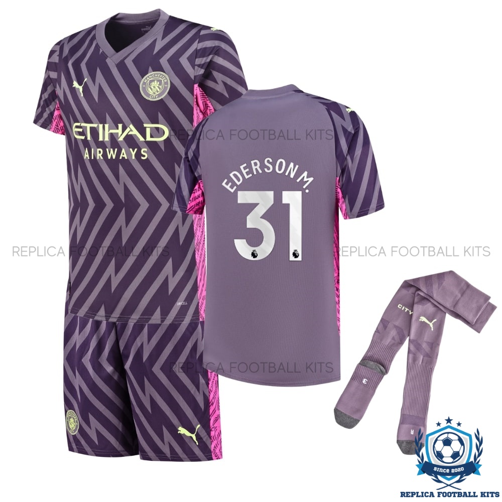 Man City Ederson M 31 Goalkeeper Purple Kid Replica Kit - Overview