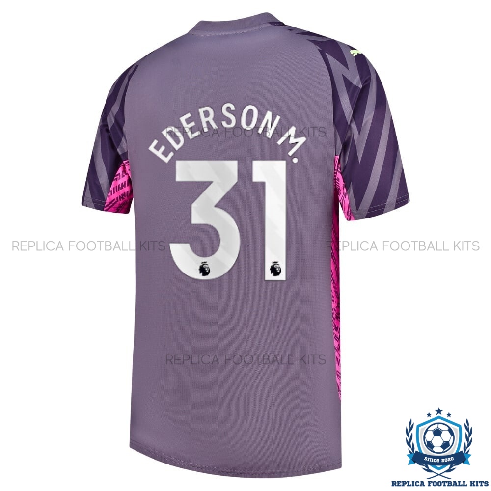 Man City Ederson M 31 Goalkeeper Purple Kid Replica Kit - Back View