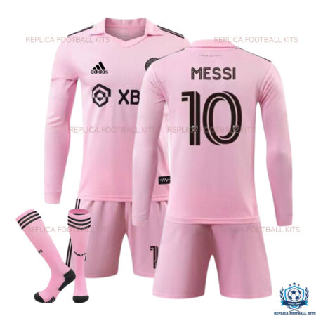 Inter Miami Home Kid Replica Kits Long Sleeve MESSI 10