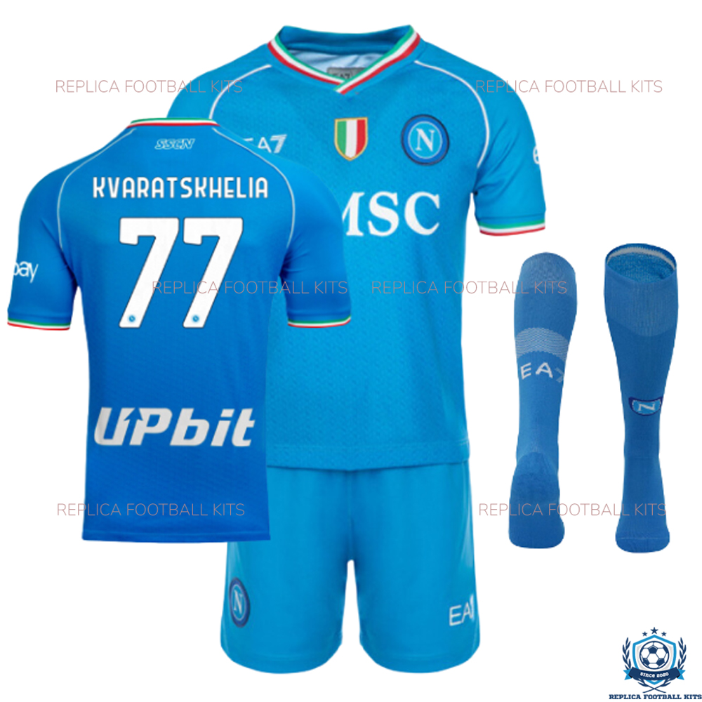 Napoli Home Kid Replica Kits KVARATSKHELIA 77