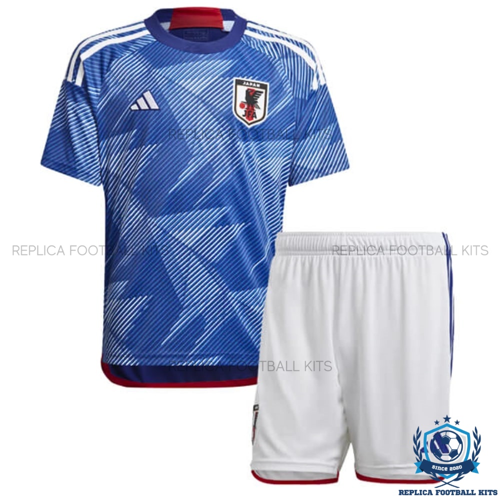 Japan Home World Cup Kids Replica Kit 2022 - Front View