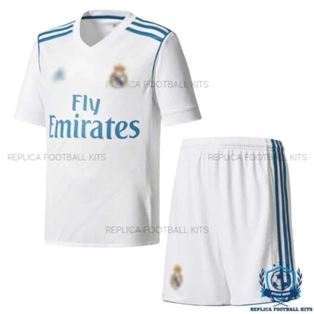 Retro Real Madrid Home Kids Replica Football Kit 2017/18 - Front View