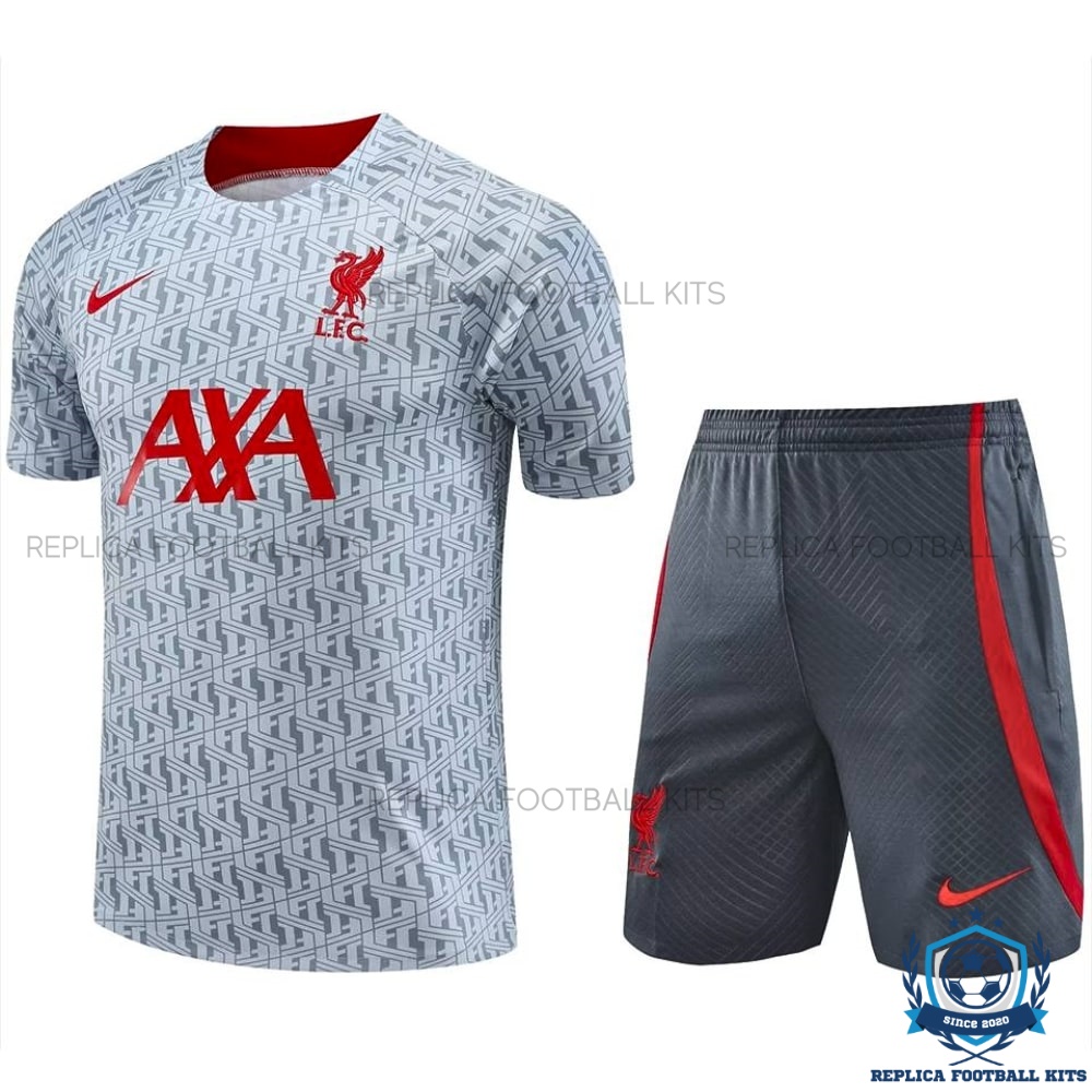 Liverpool Grey Red Training Adult Football Kit 23/24