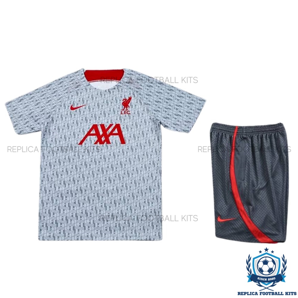Liverpool Grey Red Training Adult Football Kit 23/24