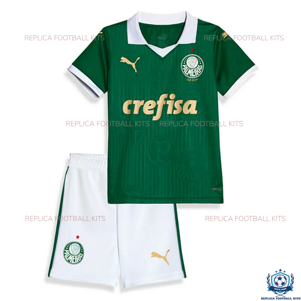 Front View Of Palmeiras Home Kid Replica Kits 24/25