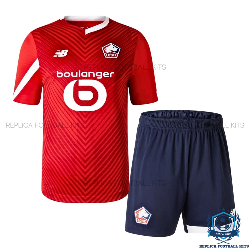 Front View Of Lille Home Kid Replica Football Kits 23/24