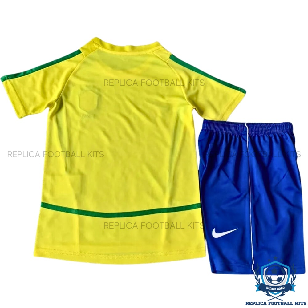 Retro Brazil Home Kids Replica Kit 2002