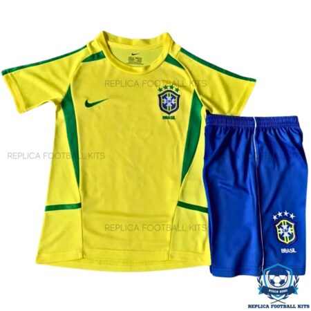 Retro Brazil Home Kids Replica Kit 2002