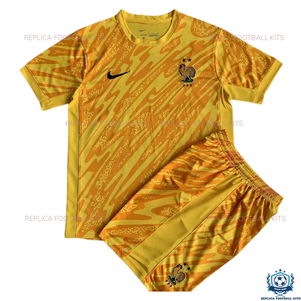 France Yellow Goalkeeper Kid Replica Kits 2024