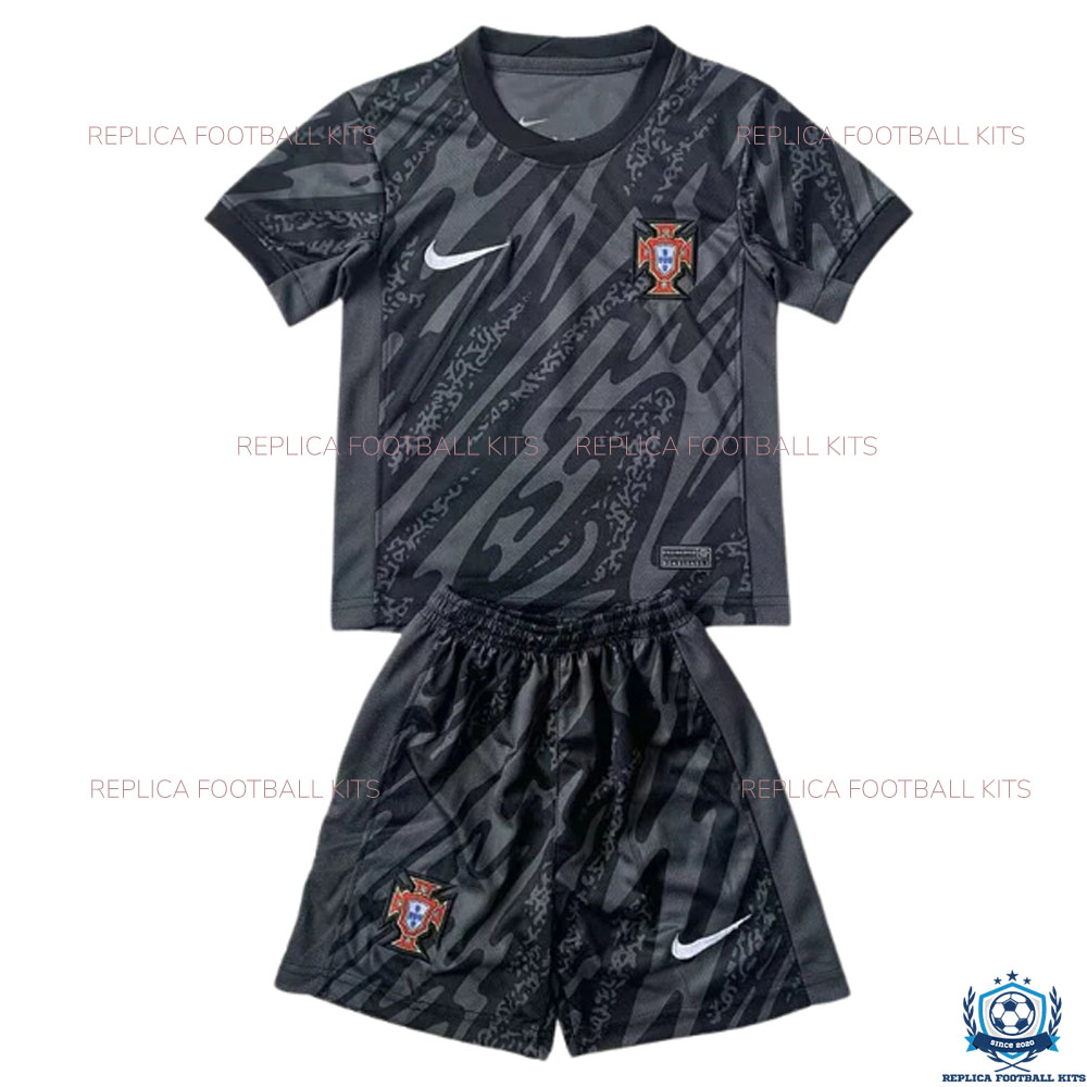 Portugal Black Goalkeeper Kid Replica Kit 2024