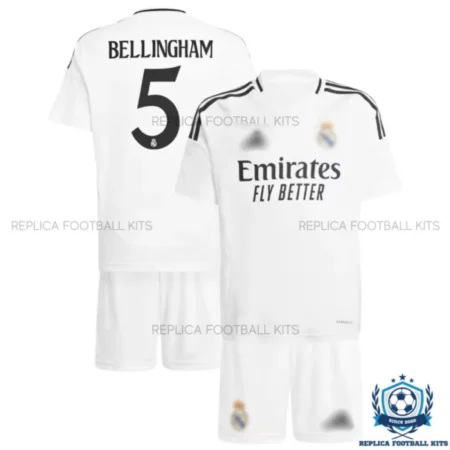 Real Madrid BELINGHAM 5 Home Kids Replica Football Kit 2024/25 - Over View