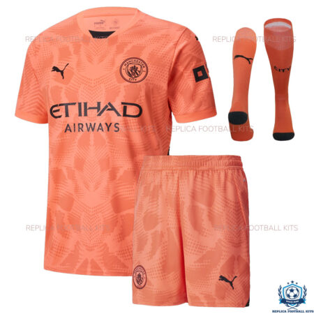 ManCity Orange GK Kid Kit 2024-25 With Socks - Front View