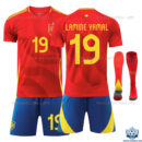 Spain Home Kid Replica Kits 2024 LAMINE YAMAL 19 - Front View