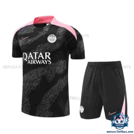 PSG Black Gray Training Kid Replica Football Kit 24/25