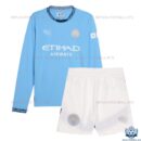 Manchester City Home Kid Replica Kit 24/25 Long Sleeve - Front View