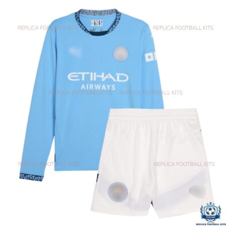 Manchester City Home Kid Replica Kit 24/25 Long Sleeve - Front View