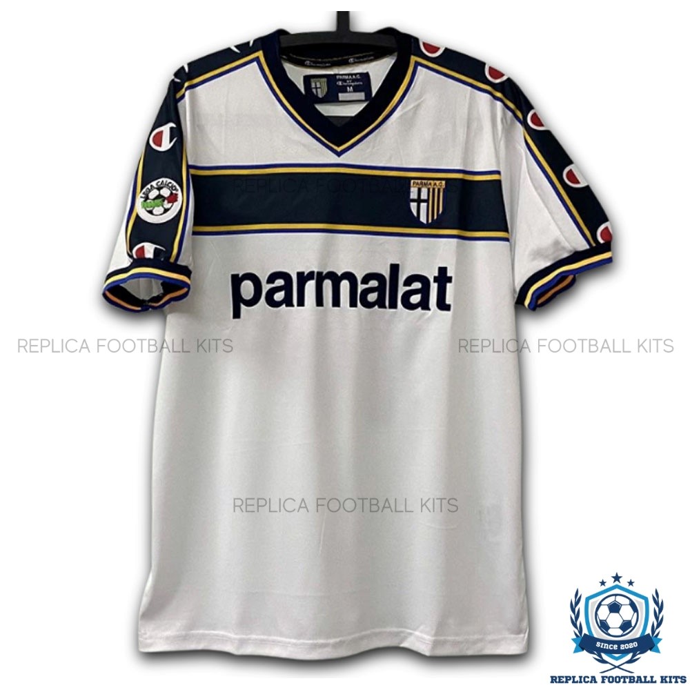 Front View Of Retro Parma Away Men Replica Shirt 03/04 - Front View