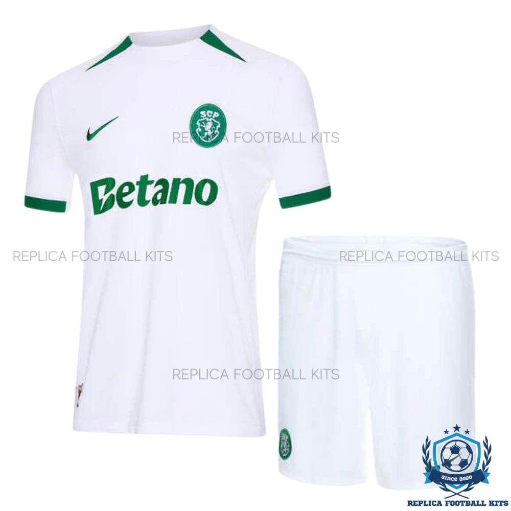 Front View Of Sporting CP 60th Anniversary Kid Replica Kit 24/25
