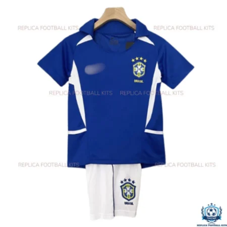 Retro Brazil Away Kids Replica Kit 2002 - Front View