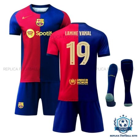 Barcelona Home Kids Replica Football Kit 202425 LAMINE YAMAL 19 Printed