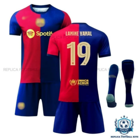 Barcelona Home Kids Replica Football Kit 202425 LAMINE YAMAL 19 Printed - Overview