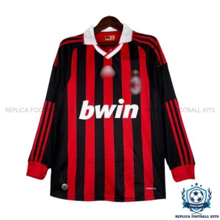 Retro AC Milan Home Men Replica Shirt 2006-7 Long Sleeve - Front View