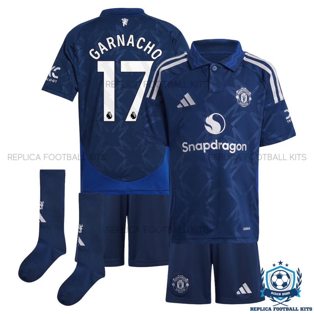 Manchester United Away Kid Replica Football Kit 24/25 GARNACHO 17 Printed